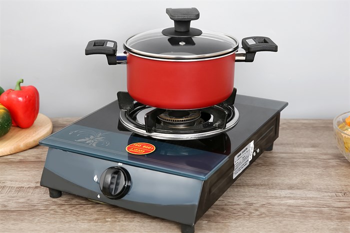 Nồi nhôm chống dính nắp kính 18 cm Hommy NE001-18 Màu Đỏ