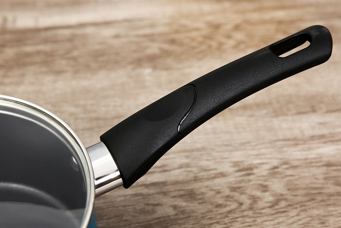 Quánh nhôm chống dính nắp kính 16 cm Hommy QE003-16 Xanh Màu Xanh Dương