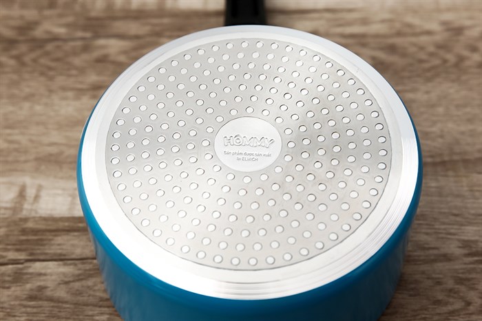 Quánh nhôm chống dính nắp kính 16 cm Hommy QE003-16 Xanh Màu Xanh Dương