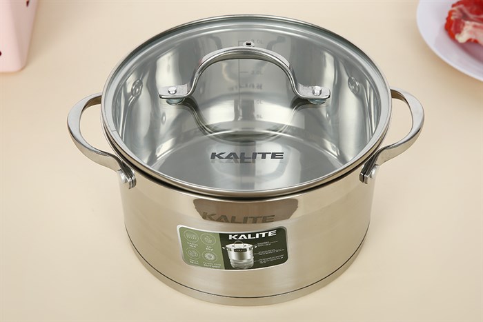 Bộ 3 nồi inox 5 đáy nắp kính Kalite KL-333 Màu Bạc Inox