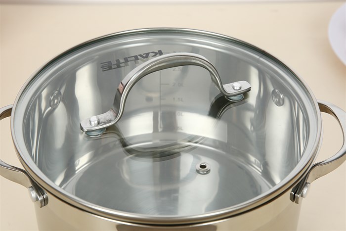 Bộ 3 nồi inox 5 đáy nắp kính Kalite KL-333 Màu Bạc Inox