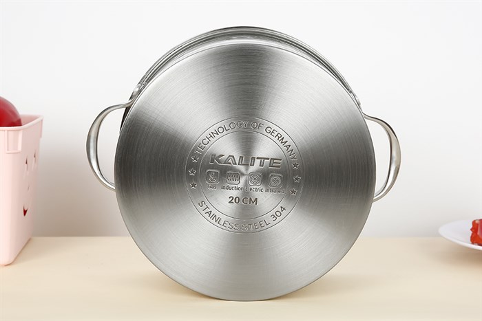 Bộ 3 nồi inox 5 đáy nắp kính Kalite KL-333 Màu Bạc Inox