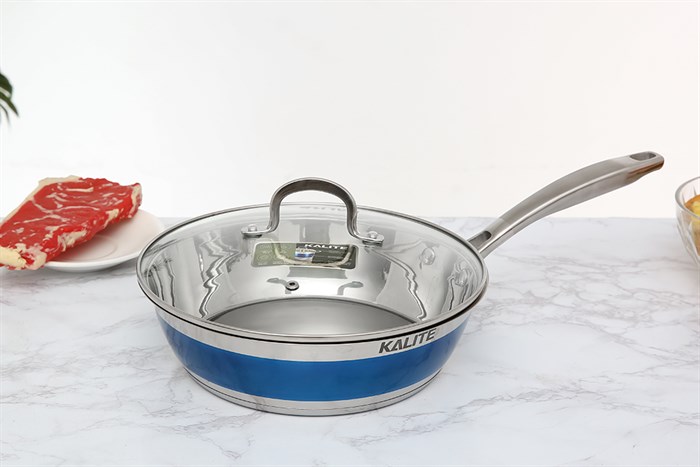 Bộ nồi chảo inox 5 đáy nắp kính Kalite KL-336 Màu Trắng - Xanh