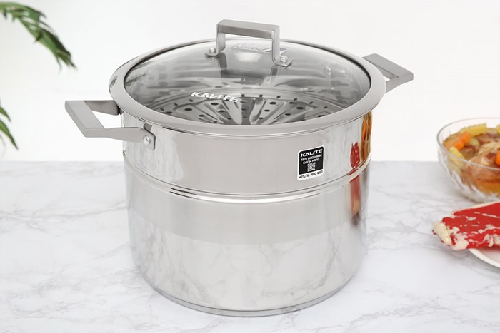 Bộ nồi chảo inox 5 đáy nắp kính Kalite KL-339 Màu Bạc Inox