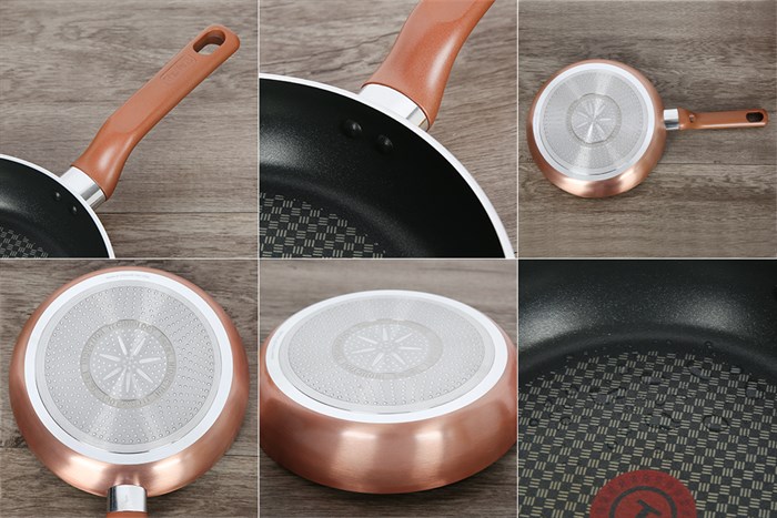 Bộ quánh chảo sạn vá nhôm chống dính Tefal G803S695 Màu Vàng đồng