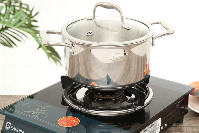 Nồi inox 3 đáy nắp kính 20 cm Elmich Trimax XS EL-3747 Màu Bạc Inox