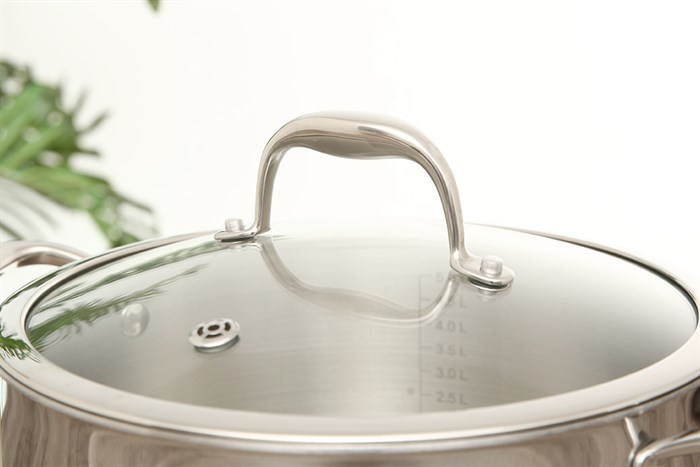 Nồi inox 3 đáy nắp kính 24 cm Elmich Trimax XS EL-3748 Màu Bạc Inox