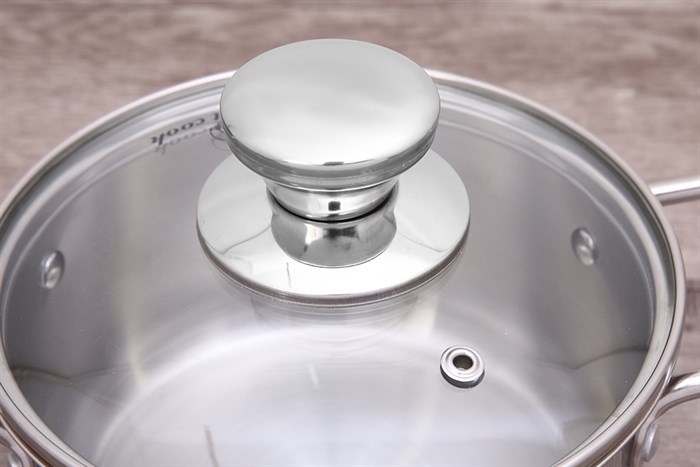 Nồi inox 3 đáy nắp kiếng 16 cm Smartcook SM2400MN Màu Bạc Inox