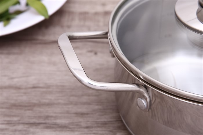 Nồi inox 3 đáy nắp kiếng 16 cm Smartcook SM2400MN Màu Bạc Inox