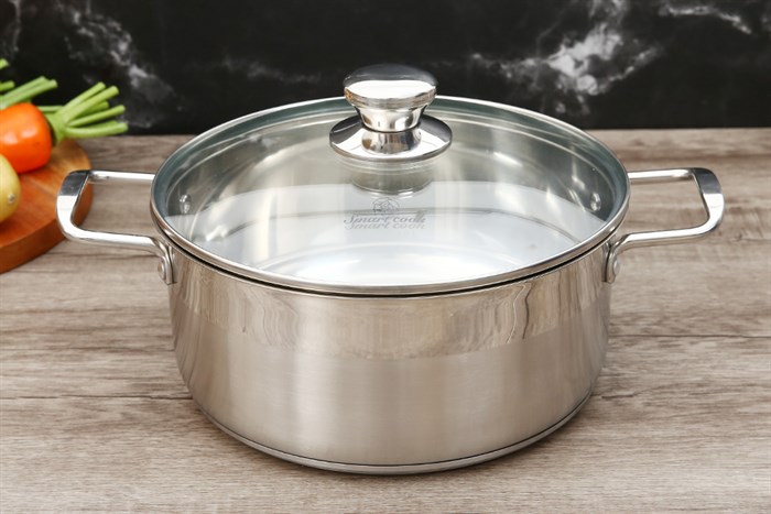 Nồi inox 3 đáy nắp kiếng 24 cm Smartcook SM2402MN