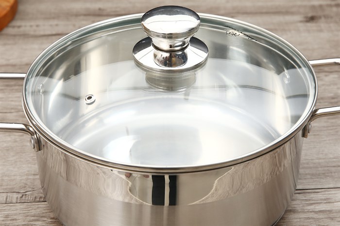 Nồi inox 3 đáy nắp kiếng 24 cm Smartcook SM2402MN Màu Bạc Inox