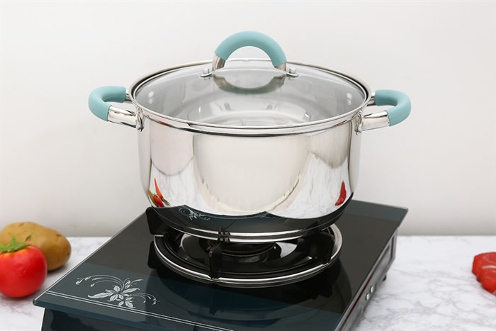 Bộ 2 nồi inox 3 đáy nắp kính Hommy CW-S051-4 Màu Bạc Inox