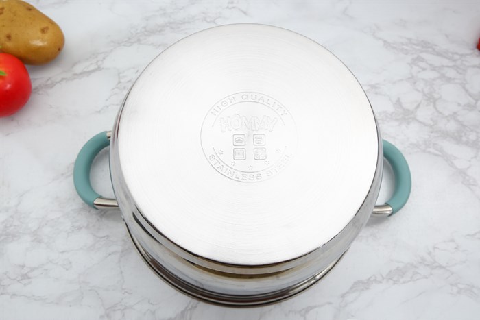 Bộ 2 nồi inox 3 đáy nắp kính Hommy CW-S051-4 Màu Bạc Inox