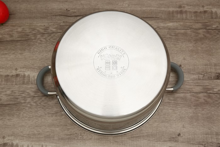 Nồi inox 3 đáy nắp kiếng 28cm Hommy CW-S042-28 Màu Bạc Inox