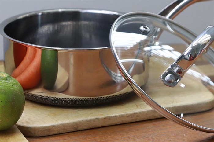 Quánh inox 3 đáy nắp kính 16 cm Kims Cook N316M Màu Inox