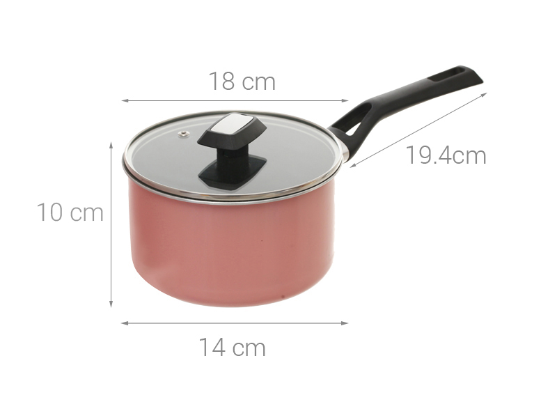 Quánh nhôm chống dính nắp kính 18 cm Kims Cook EARM318H