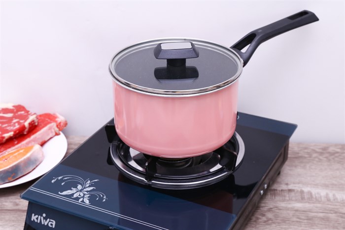 Quánh nhôm chống dính nắp kính 18 cm Kims Cook EARM318H