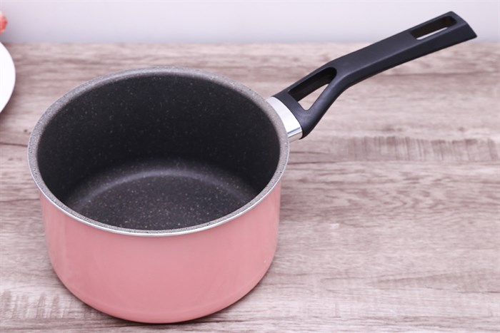 Quánh nhôm chống dính nắp kính 18 cm Kims Cook EARM318H Màu Hồng