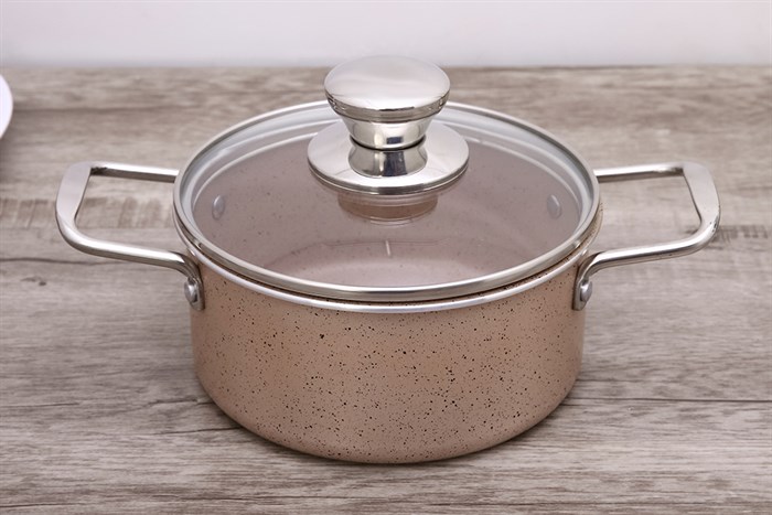 Nồi nhôm chống dính nắp kính 16 cm Hommy NE006-16