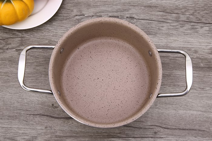 Nồi nhôm chống dính nắp kính 16 cm Hommy NE006-16 Màu Nâu nhạt