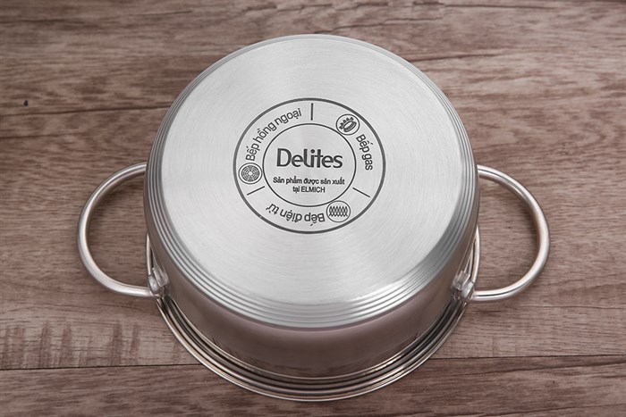 Nồi inox 3 đáy nắp inox 16 cm Delites NE012-16 Màu Inox
