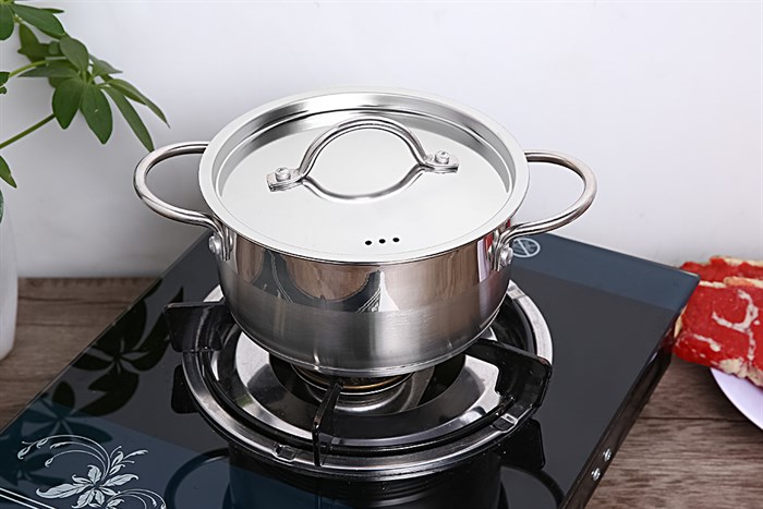 Nồi inox 3 đáy nắp inox 16 cm Delites NE012-16 Màu Inox