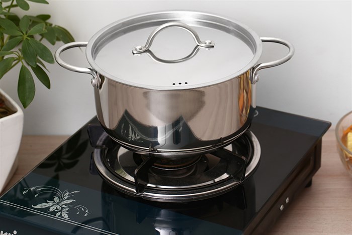 Nồi inox 3 đáy nắp inox 20 cm Delites NE013-20 Màu Inox