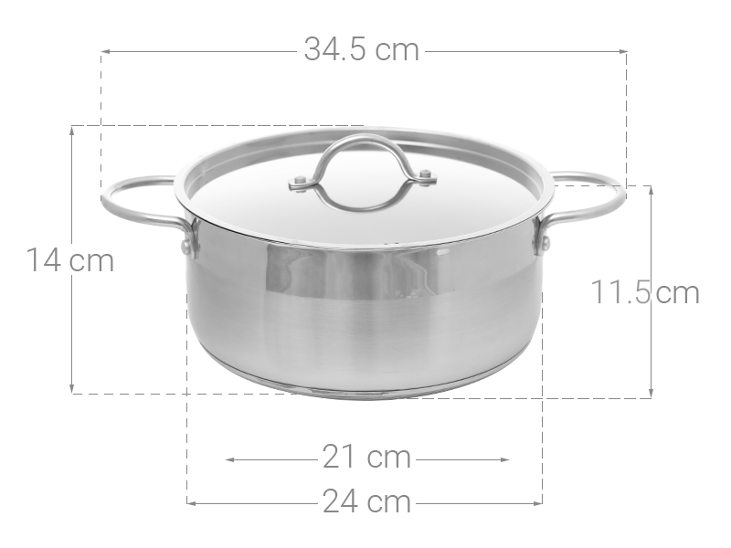 Nồi inox 3 đáy nắp inox 24 cm Delites NE014-24