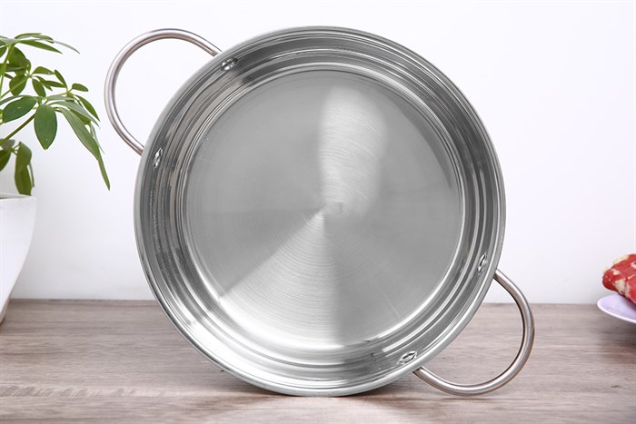 Nồi inox 3 đáy nắp inox 24 cm Delites NE014-24 Màu Inox