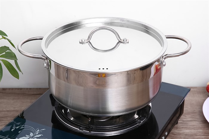 Nồi inox 3 đáy nắp inox 24 cm Delites NE014-24 Màu Inox