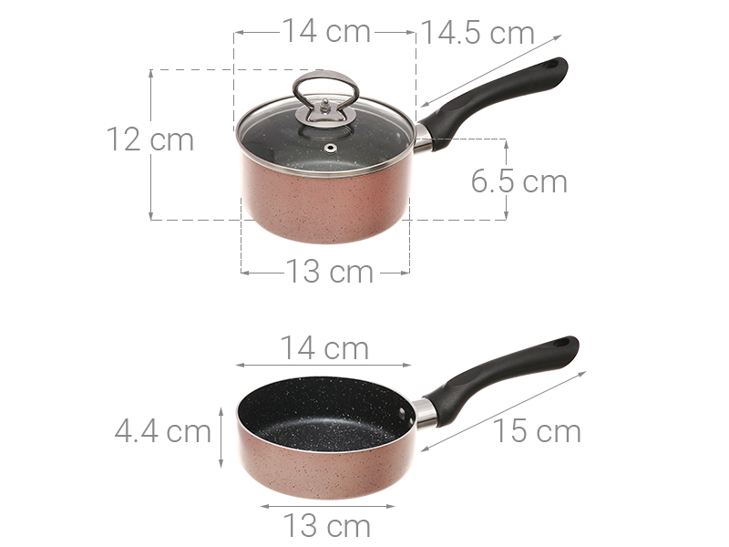 Bộ chảo quánh nhôm nắp kính 14 cm Delites BE011-14