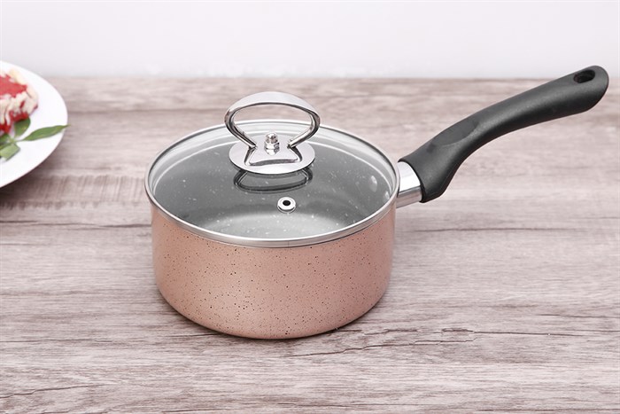 Bộ chảo quánh nhôm chống dính nắp kính Delites BE011-14 Màu Nâu nhạt