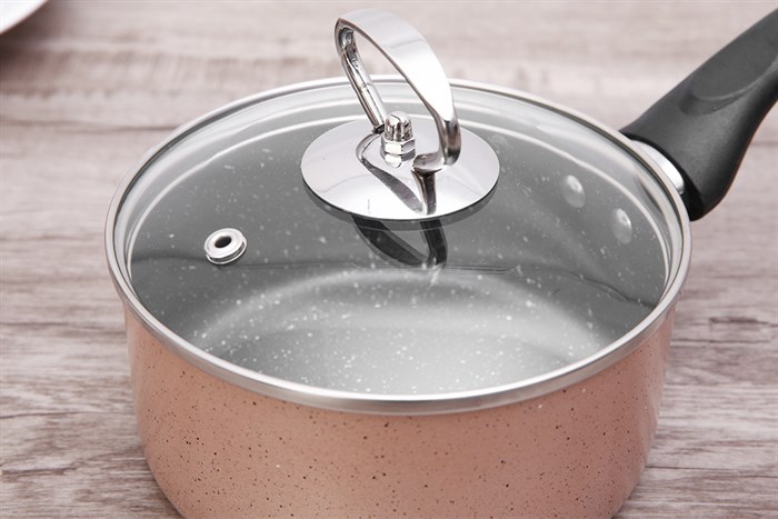 Bộ chảo quánh nhôm chống dính nắp kính Delites BE011-14 Màu Nâu nhạt