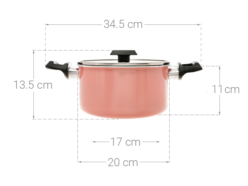 Nồi nhôm nắp kính 20 cm Kims Cook EARM520H Hồng