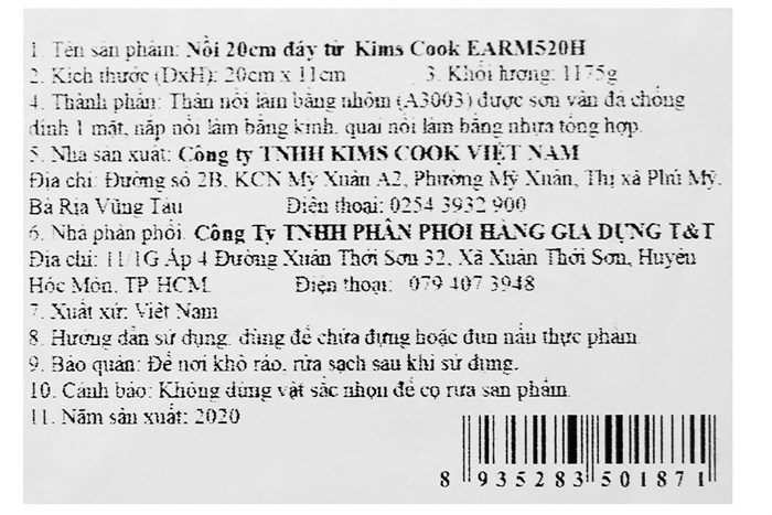 Nồi nhôm nắp kính 20 cm Kims Cook EARM520H Hồng Màu Hồng