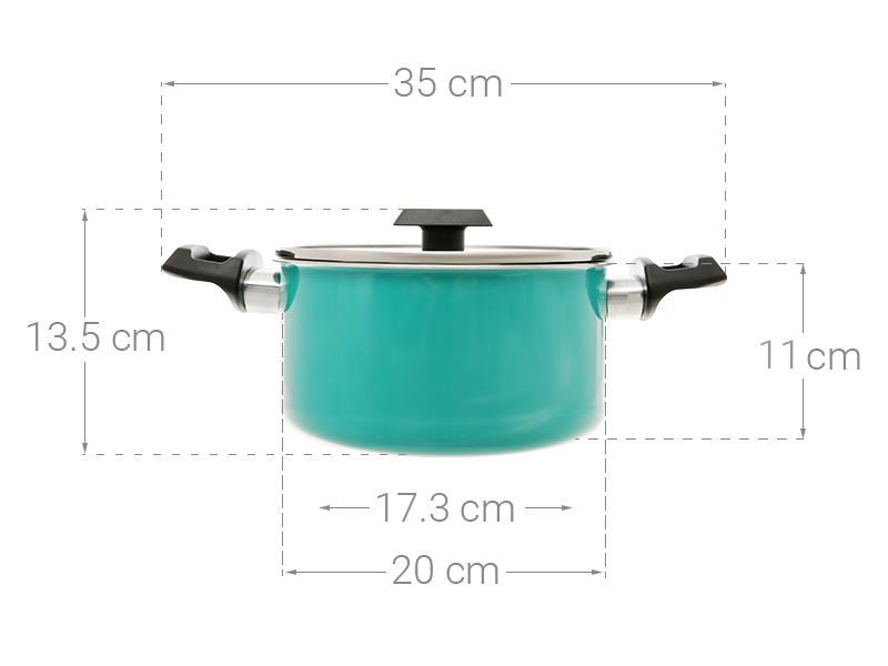 Nồi nhôm nắp kính 20 cm Kims Cook EARM520H Xanh