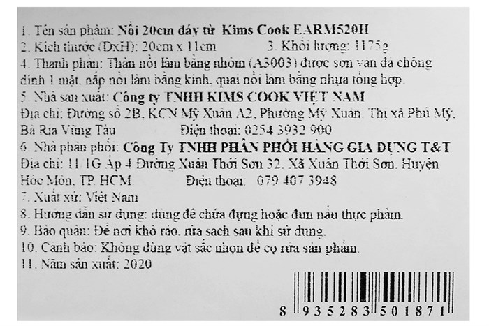 Nồi nhôm nắp kính 20 cm Kims Cook EARM520H Xanh Màu Xanh