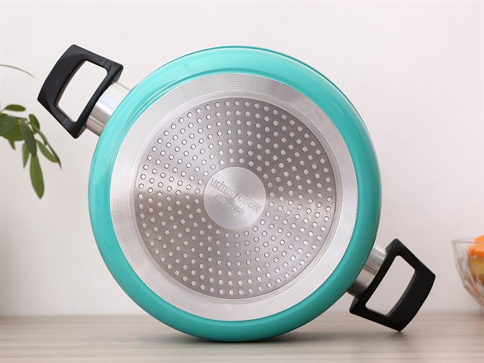 Nồi nhôm nắp kính 24 cm Kims Cook EARM524H Xanh Màu Xanh