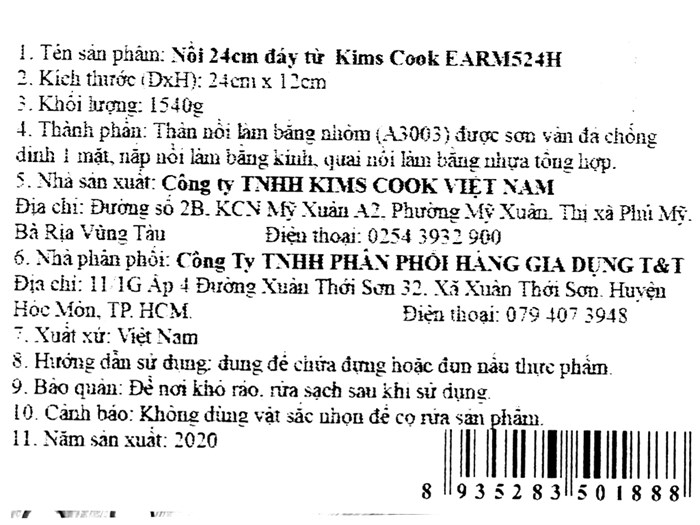 Nồi nhôm nắp kính 24 cm Kims Cook EARM524H Xanh Màu Xanh