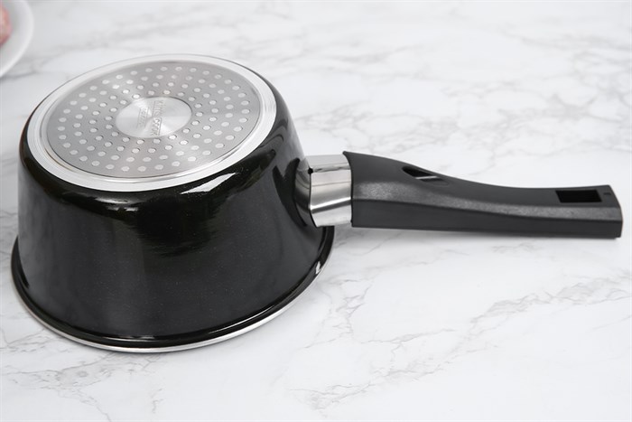 Quánh nhôm chống dính nắp kính 16 cm Kims Cook NAB316 Màu Đen