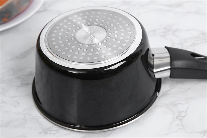 Quánh nhôm chống dính nắp kính 16 cm Kims Cook NAB316 Màu Đen