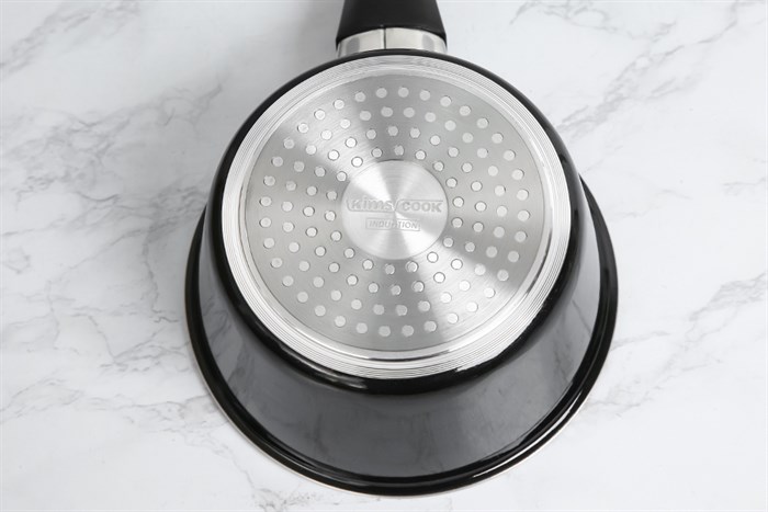 Quánh nhôm chống dính nắp kính 16 cm Kims Cook NAB316 Màu Đen