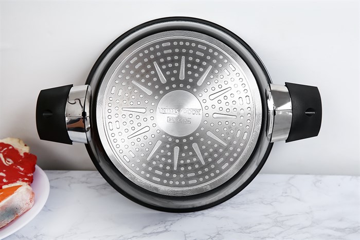 Nồi nhôm nắp kính 24 cm Kims Cook SB524 Màu Đen