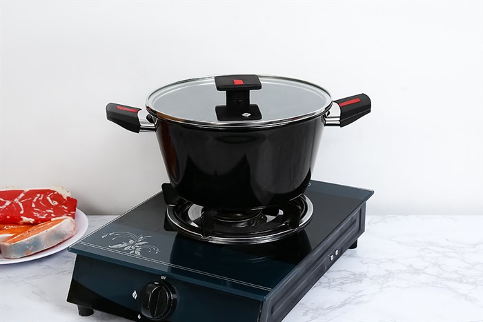 Nồi nhôm nắp kính 24 cm Kims Cook SB524 Màu Đen