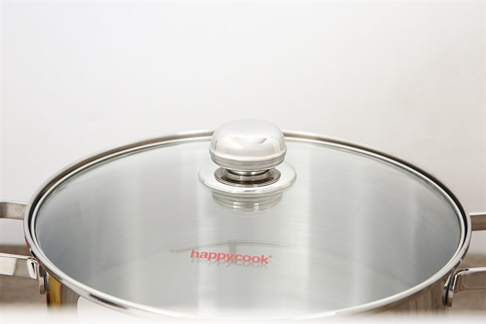 Nồi inox 3 đáy nắp kiếng 28 cm Happycook NC-28G Màu Inox