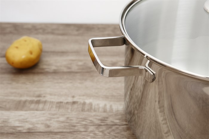 Nồi inox 3 đáy nắp kiếng 28 cm Happycook NC-28G Màu Inox