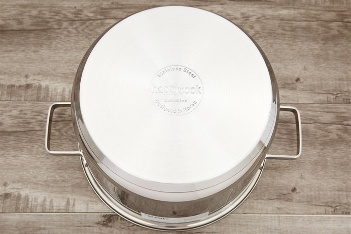 Nồi inox 3 đáy nắp kiếng 28 cm Happycook NC-28G Màu Inox