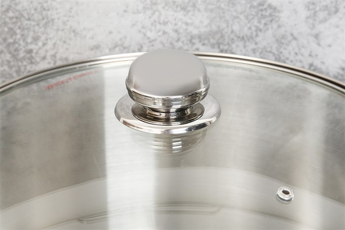 Nồi inox 3 đáy nắp kính 30 cm Happycook NC-30G Màu Inox