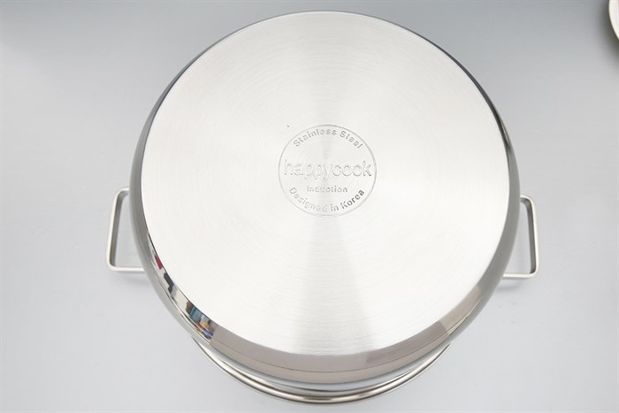 Nồi inox 3 đáy nắp kính 30 cm Happycook NC-30G Màu Inox