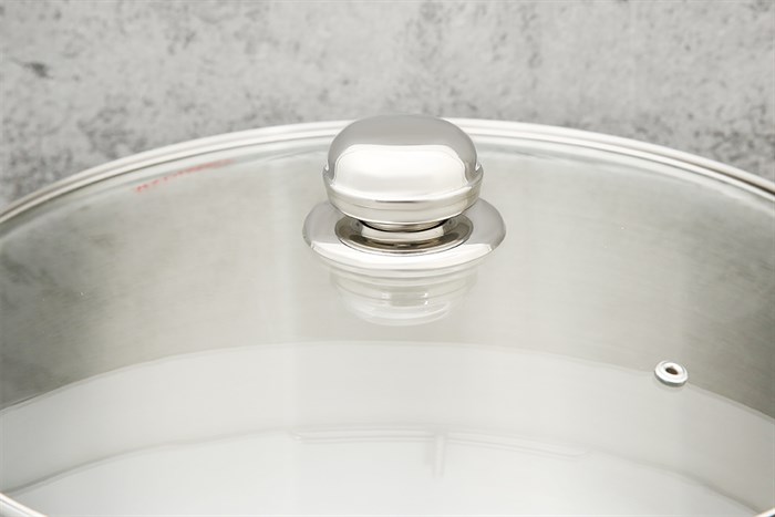 Nồi inox 3 đáy nắp kính 32 cm Happycook NC-32G Màu Inox